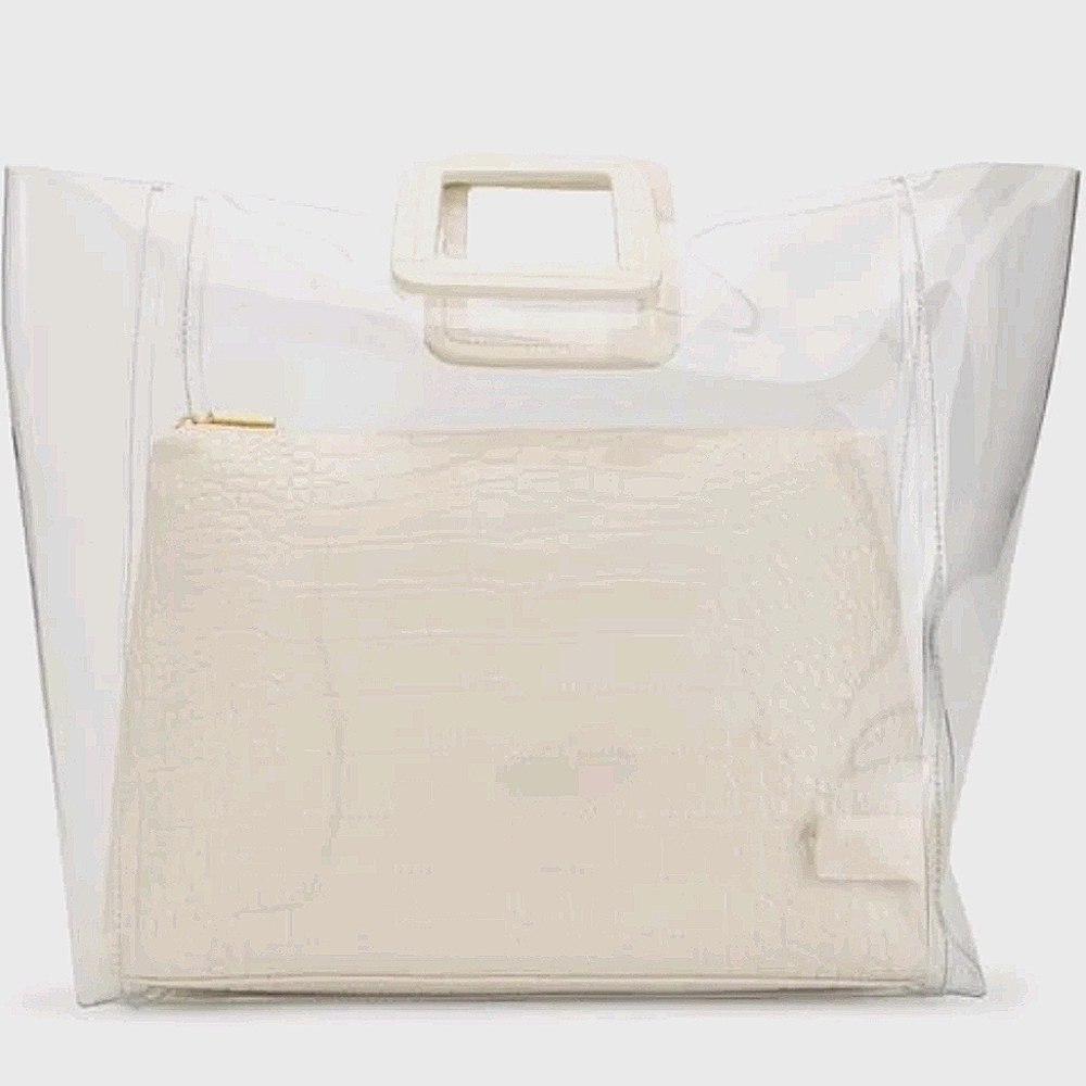 Staud transparent PVC tote bag with leather trim